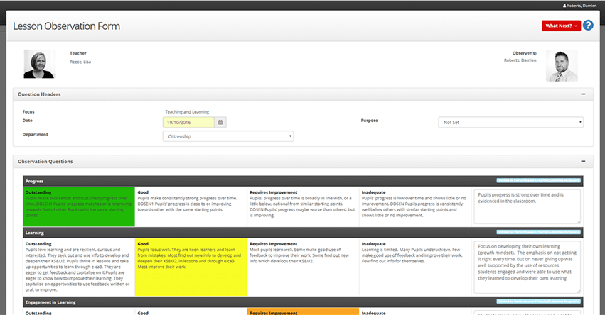 Richmond School use SchooliP which is the simplest and most effective way to manage teacher and staff appraisals in schools - here is a review of a lesson observation