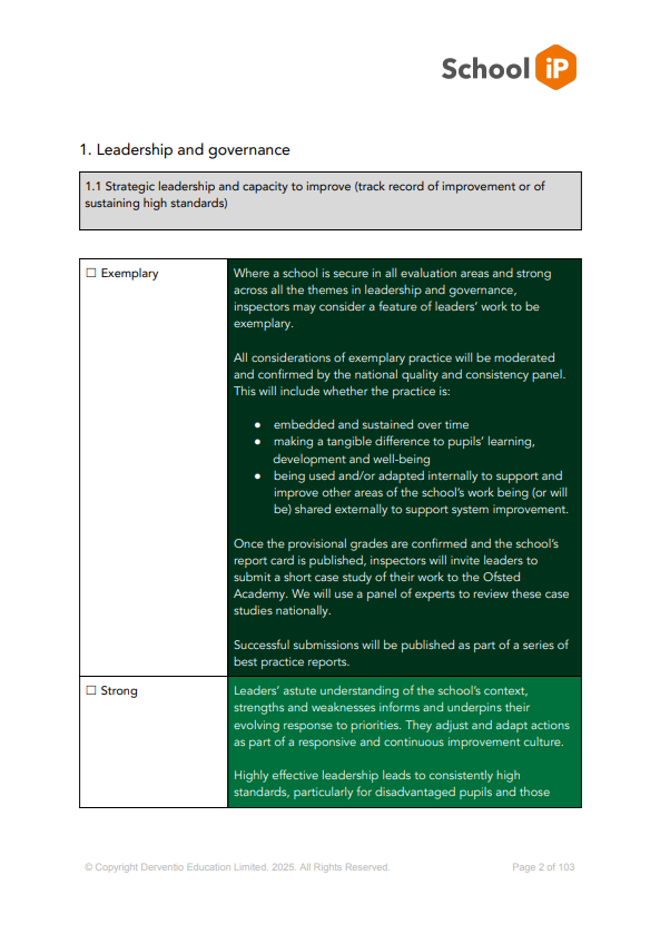 Front page of Ofsted Readiness Audit Tool